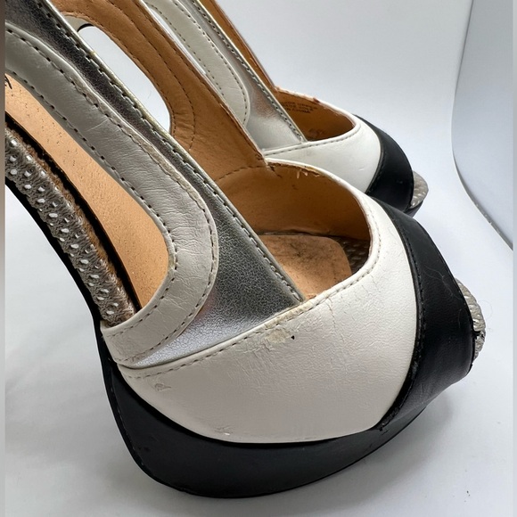 Penny Loves Kenny Black, White and Silver Stiletto Heels - Picture 5 of 16